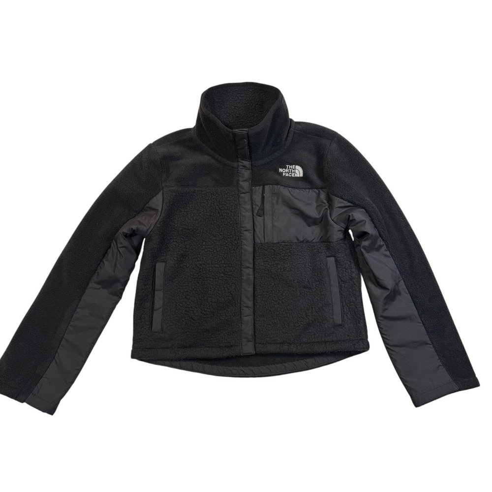 The North Face Girls Black Sherpa Fleece Mashup Snap Jacket NF0A7UMI Large 12‎